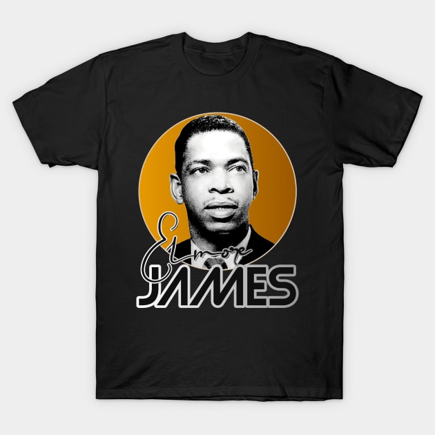 Retro Elmore James Gold Tribute T-Shirt by darklordpug
